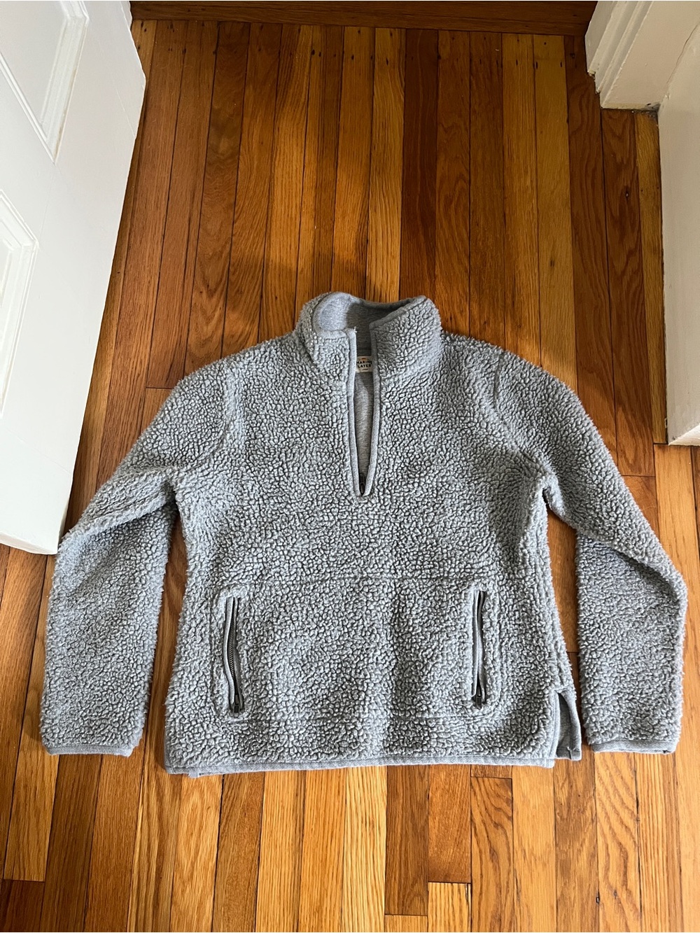Marine Layer Gray Sherpa Quarter Zip Fleece Pullover Sweatshirt Large